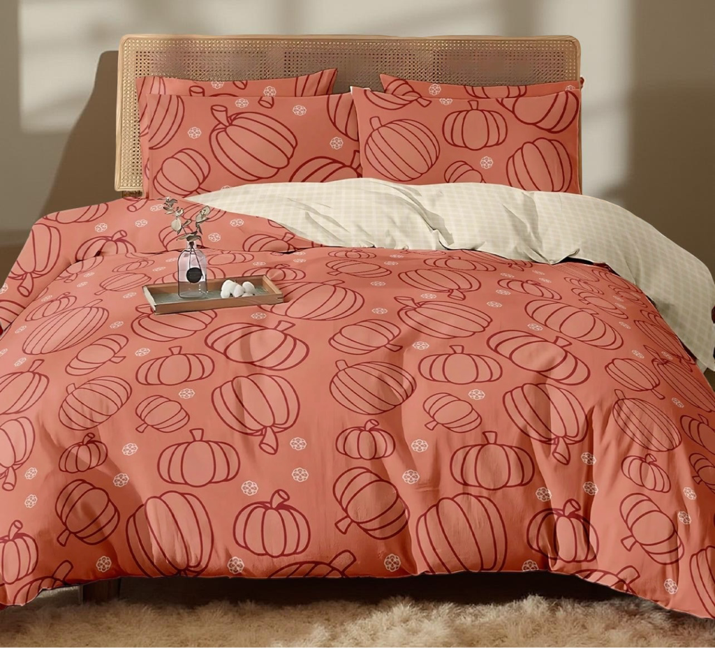 2/3pcs Duvet Cover Set, The First Choice For Room Decoration, Cozy And Anti-Pilling Bedding Set, Skin-Friendly And Comfortable, Line-Drawn Pumpkin Patterns, Cartoon Style Comforter Cover Set, Soft In Texture And Easy To Care For, Soft And Comfortable Bedd