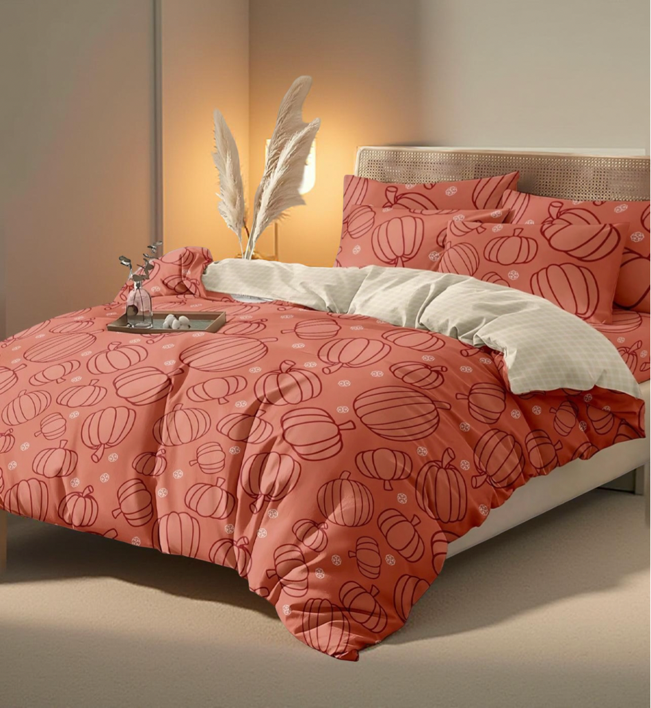 2/3pcs Duvet Cover Set, The First Choice For Room Decoration, Cozy And Anti-Pilling Bedding Set, Skin-Friendly And Comfortable, Line-Drawn Pumpkin Patterns, Cartoon Style Comforter Cover Set, Soft In Texture And Easy To Care For, Soft And Comfortable Bedd