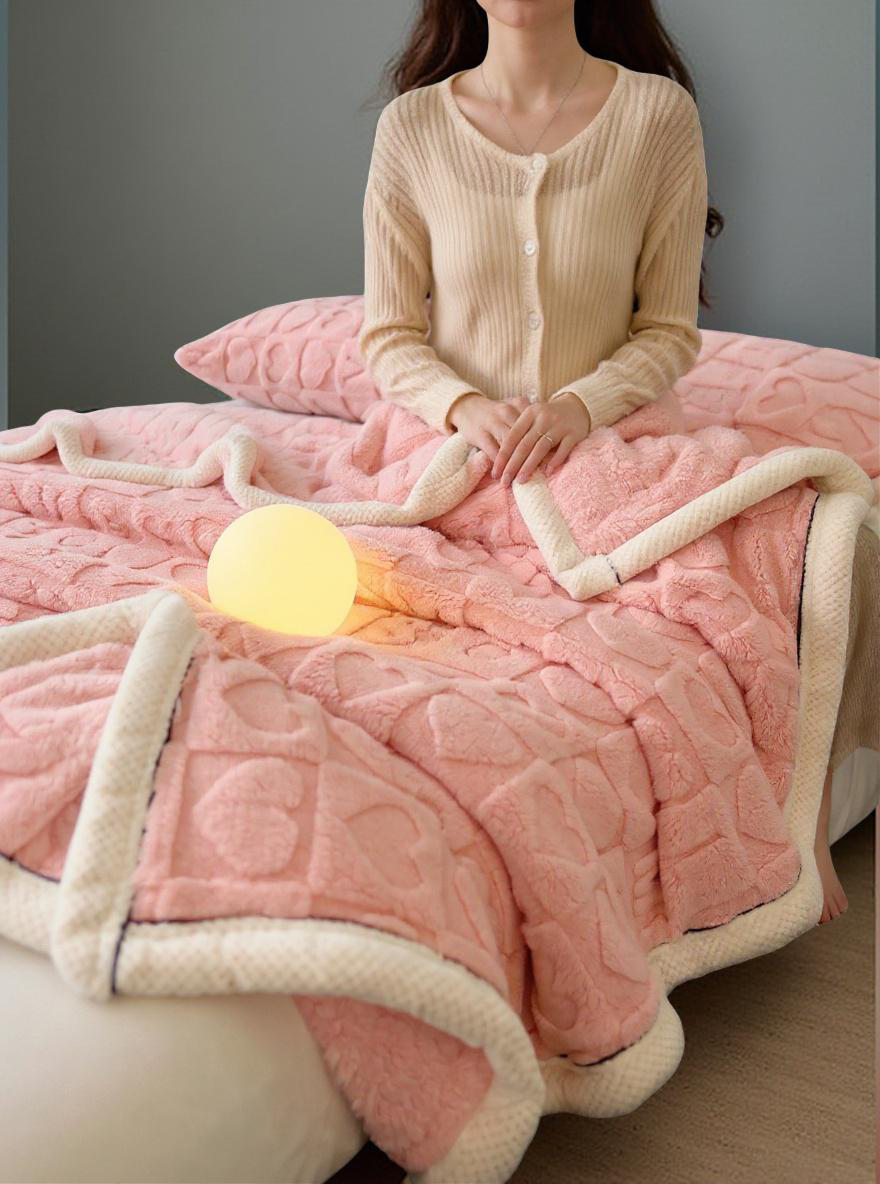 1pc Thickened Bohemian Heart Pattern Throw Blanket, Jacquard Woven Imitation Lambswool Soft & Warm Multipurpose Blanket For Living Room, Bedroom, Dorm, Furniture Decoration, Nap, Picnic,Fall Decor,Autumn Decor,Room Decor