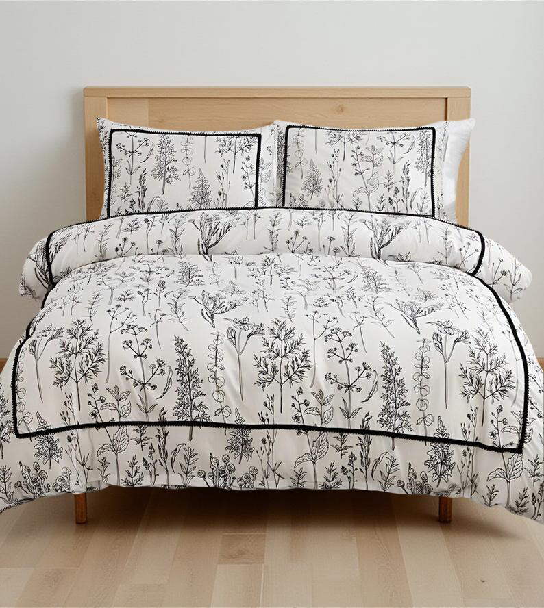 Floral Pom Pom Duvet Cover Set Boho Farmhouse Bedding Set 3 Pieces Mini Pom Poms Decor Flower Branches Comforter Cover Soft Microfiber Duvet Cover For Boys Girls 1 Duvet Cover 2 Pillowcases No Comforter For All Seasons