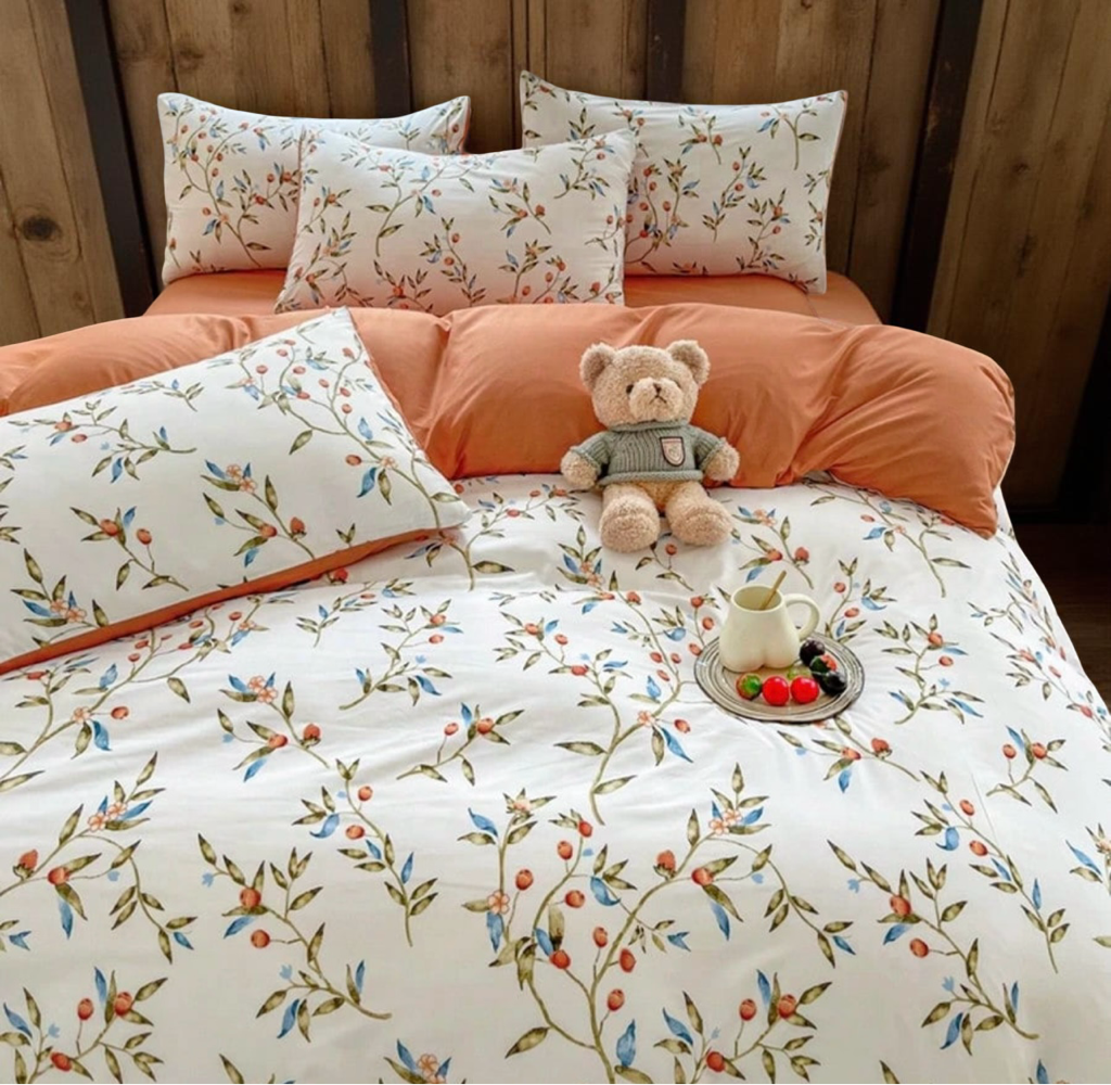 3pcs/set, Brushed Super Soft Pastoral Style Printed Korean Style Breathable Quilt Cover Set (1 Quilt Cover + 2 Pillowcases), Multiple Sizes Available, Without Filler