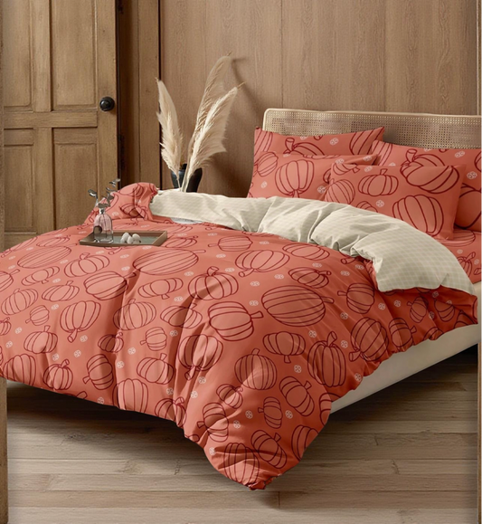 2/3pcs Duvet Cover Set, The First Choice For Room Decoration, Cozy And Anti-Pilling Bedding Set, Skin-Friendly And Comfortable, Line-Drawn Pumpkin Patterns, Cartoon Style Comforter Cover Set, Soft In Texture And Easy To Care For, Soft And Comfortable Bedd