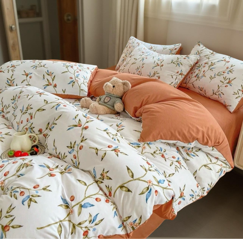 3pcs/set, Brushed Super Soft Pastoral Style Printed Korean Style Breathable Quilt Cover Set (1 Quilt Cover + 2 Pillowcases), Multiple Sizes Available, Without Filler