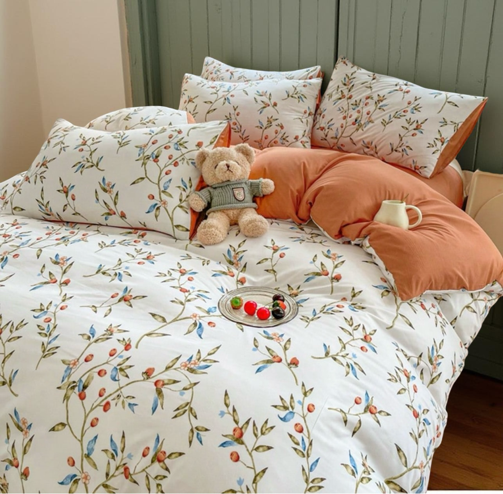 3pcs/set, Brushed Super Soft Pastoral Style Printed Korean Style Breathable Quilt Cover Set (1 Quilt Cover + 2 Pillowcases), Multiple Sizes Available, Without Filler