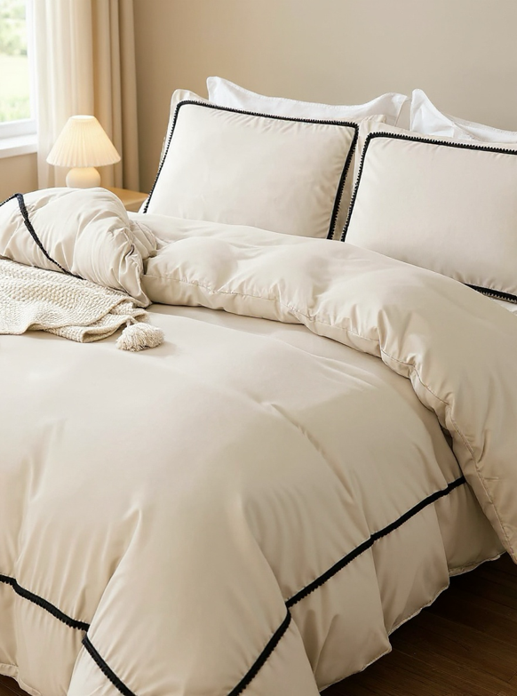 Taupe Bedding Pom Pom Duvet Cover Set Boho Farmhouse Bedding Set Queen,King With Zipper Closure 3 Pieces Mini Pom Pom Decor Taupe Comforter Cover Soft Microfiber Duvet Cover For Boys Girls 1 Duvet Cover 2 Pillowcases No Comforter,
