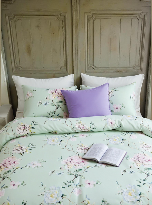 3pcs Set Floral Print Lilac Duvet Cover Bedding Set With Pillowcase, For Boys/Girls, Students, Dorm Room, Comfortable And Cozy For All Seasons