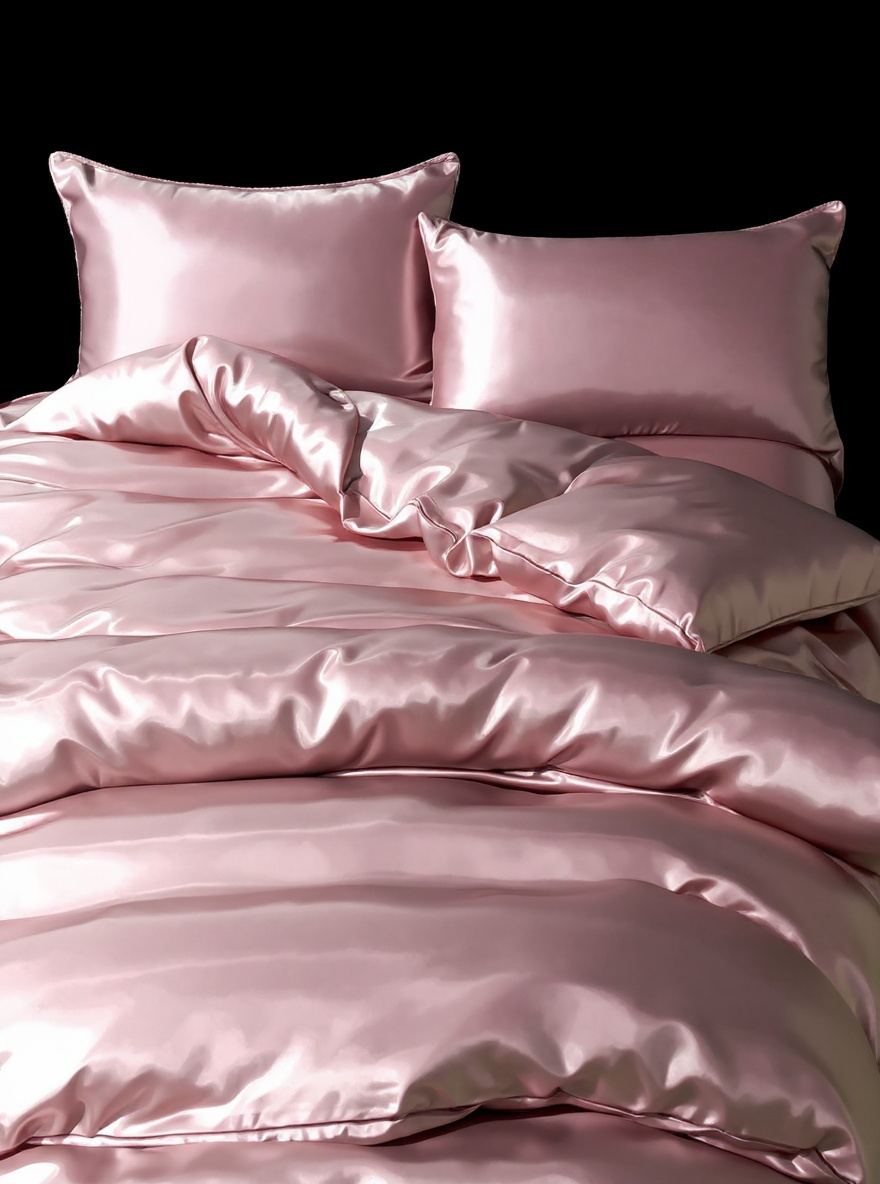 3pcs Premium Dusty Pink Silky Satin Duvet Cover Bedding Set, Soft Breatheable Wrink-Free Better For Sleep, Luxury Hotel Style, Gift For Mom Dad Friend, Quilt Comforter Duvet Cover*1 Pillowcase*2 Domitory Bedding Back School Bedding