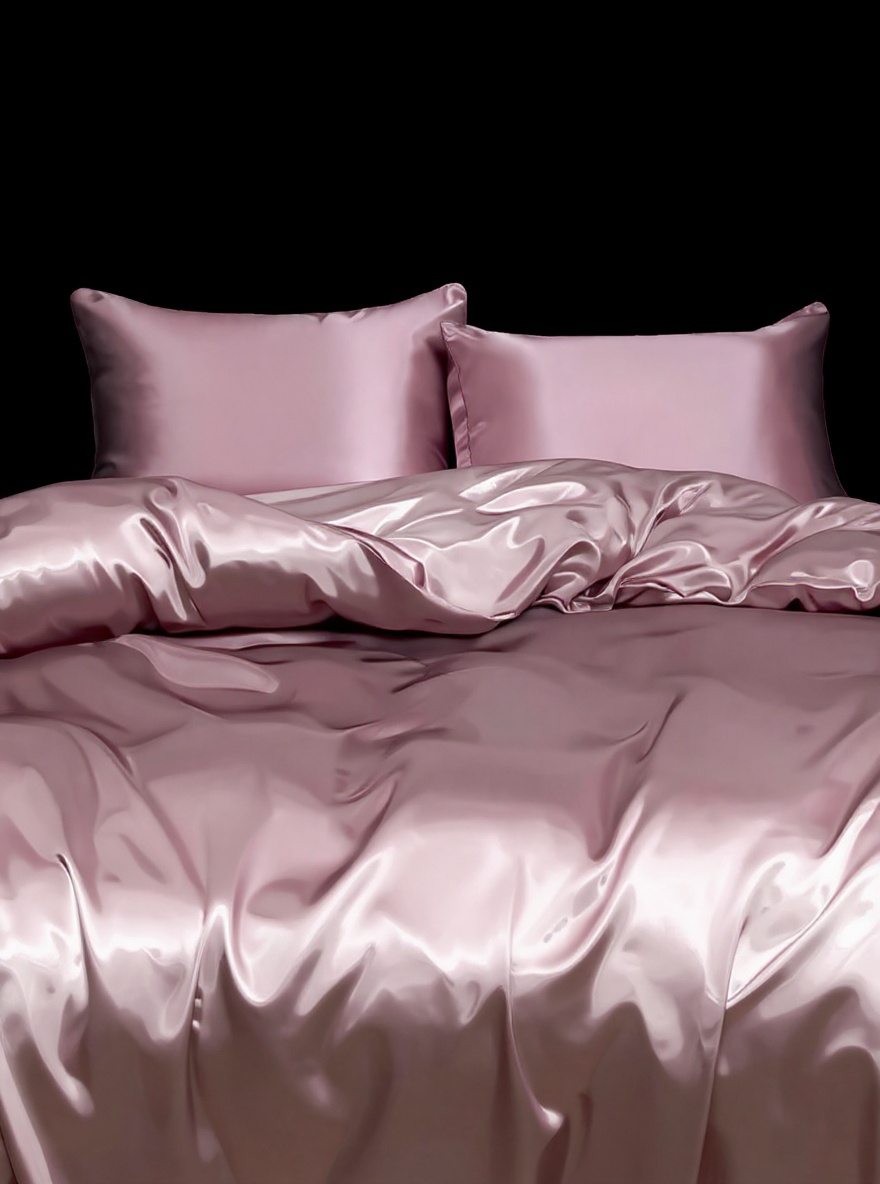 3pcs Premium Dusty Pink Silky Satin Duvet Cover Bedding Set, Soft Breatheable Wrink-Free Better For Sleep, Luxury Hotel Style, Gift For Mom Dad Friend, Quilt Comforter Duvet Cover*1 Pillowcase*2 Domitory Bedding Back School Bedding