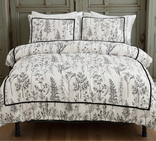 Floral Pom Pom Duvet Cover Set Boho Farmhouse Bedding Set 3 Pieces Mini Pom Poms Decor Flower Branches Comforter Cover Soft Microfiber Duvet Cover For Boys Girls 1 Duvet Cover 2 Pillowcases No Comforter For All Seasons