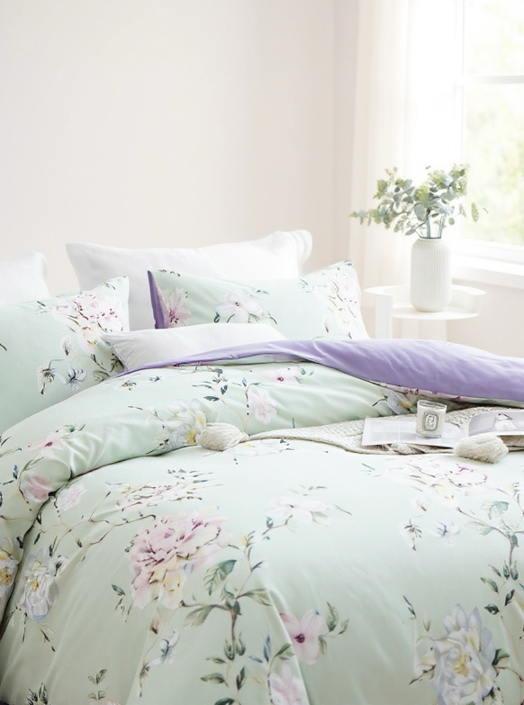 3pcs Set Floral Print Lilac Duvet Cover Bedding Set With Pillowcase, For Boys/Girls, Students, Dorm Room, Comfortable And Cozy For All Seasons