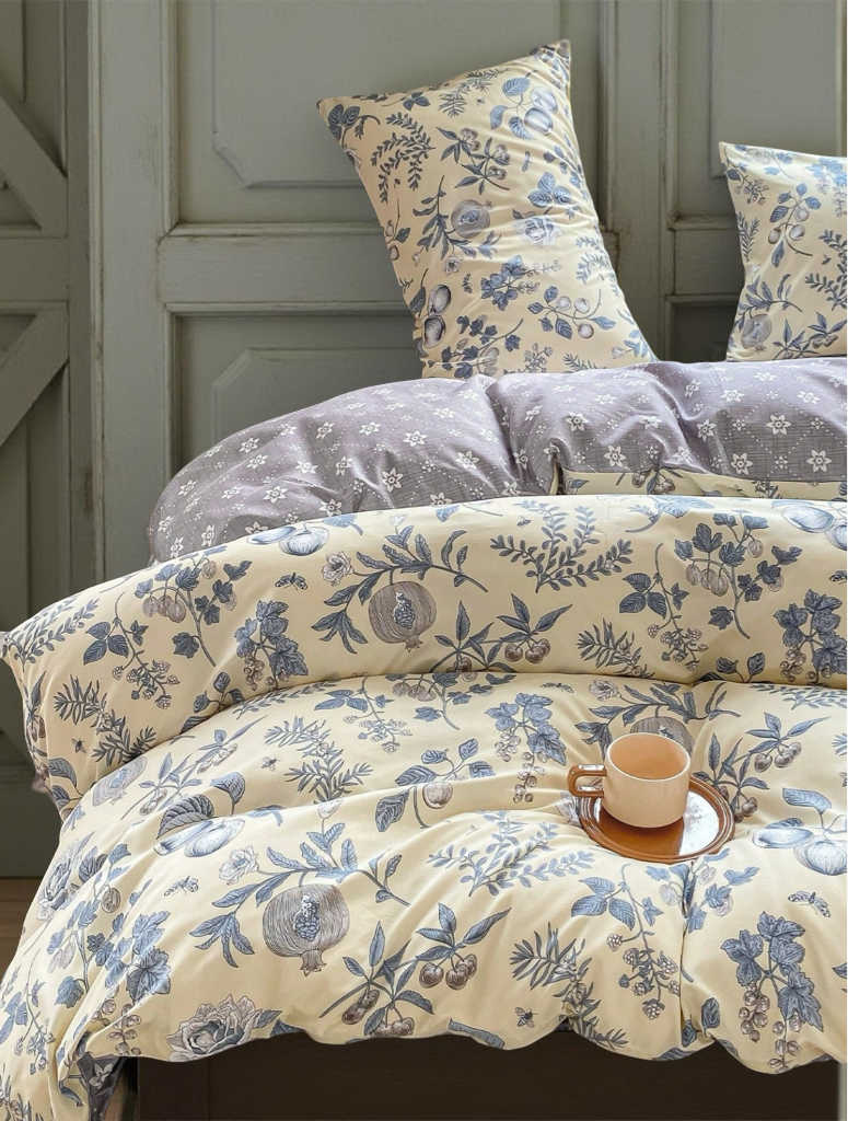3pcs/Set Floral Leaf Pattern Duvet Cover Set(1 Duvet Cover & 2 Pillowcase)Soft And Skin-Friendly Duvet Cover Bedding Set For Home, All Season Bed Sheets Set