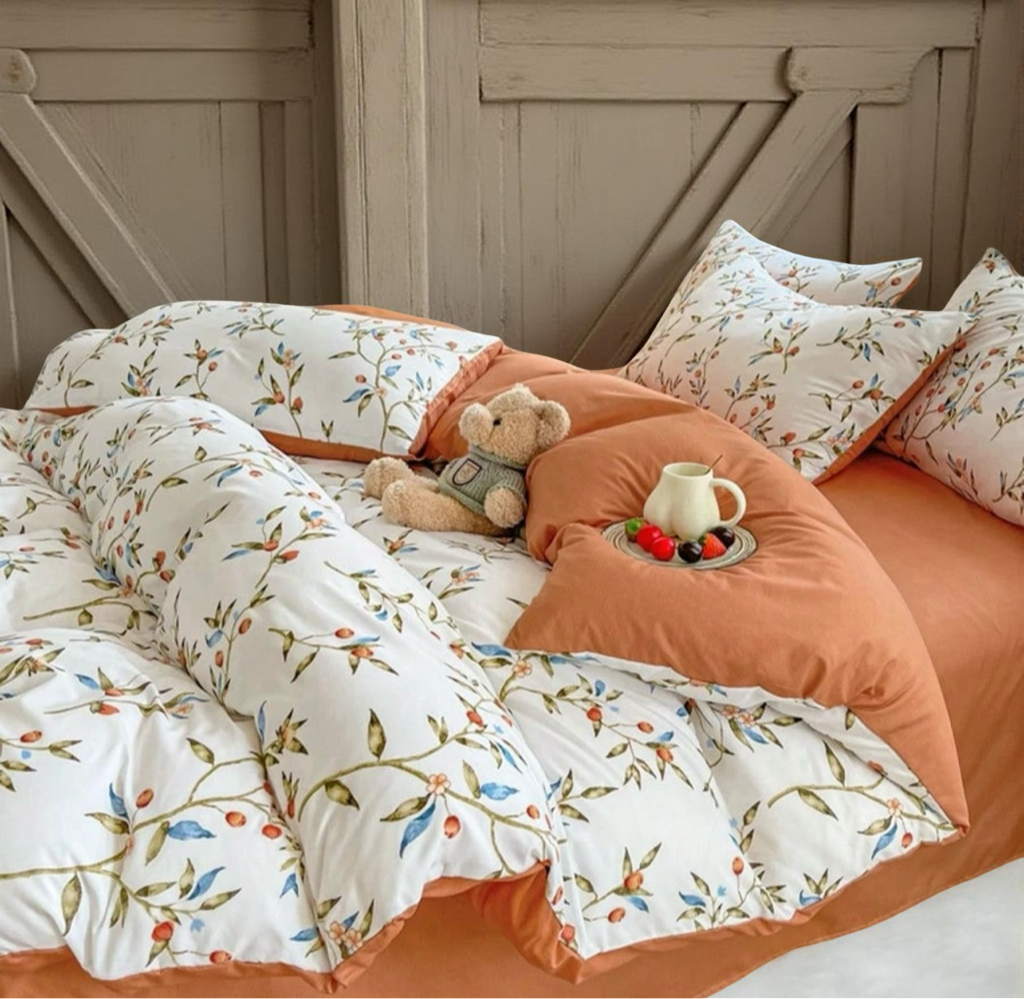 3pcs/set, Brushed Super Soft Pastoral Style Printed Korean Style Breathable Quilt Cover Set (1 Quilt Cover + 2 Pillowcases), Multiple Sizes Available, Without Filler