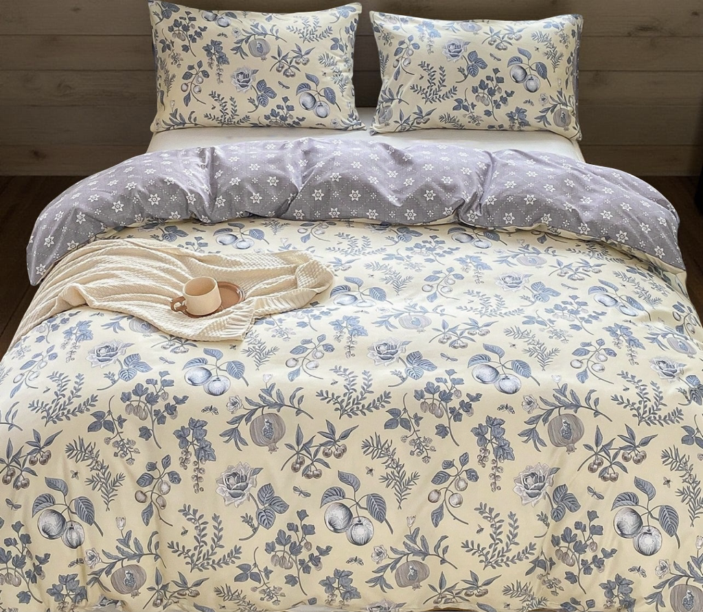 3pcs/Set Floral Leaf Pattern Duvet Cover Set(1 Duvet Cover & 2 Pillowcase)Soft And Skin-Friendly Duvet Cover Bedding Set For Home, All Season Bed Sheets Set