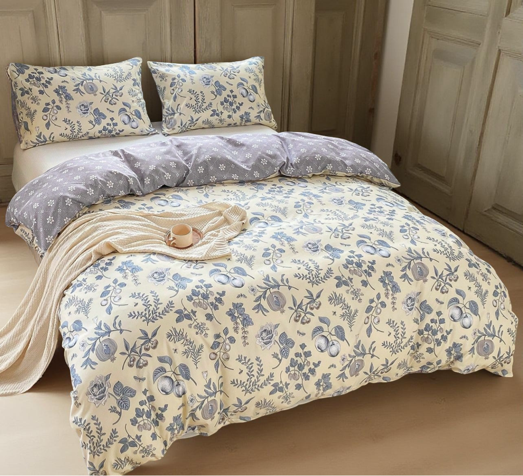 3pcs/Set Floral Leaf Pattern Duvet Cover Set(1 Duvet Cover & 2 Pillowcase)Soft And Skin-Friendly Duvet Cover Bedding Set For Home, All Season Bed Sheets Set