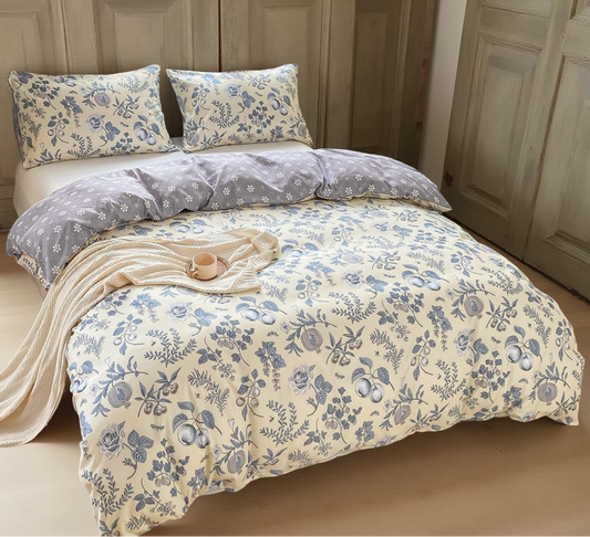 3pcs/Set Floral Leaf Pattern Duvet Cover Set(1 Duvet Cover & 2 Pillowcase)Soft And Skin-Friendly Duvet Cover Bedding Set For Home, All Season Bed Sheets Set