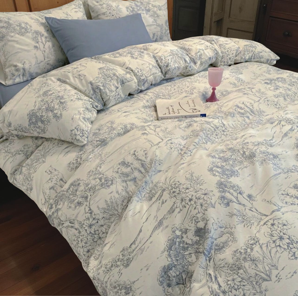 3pcs/Set, Vintage Ditsy Floral Romantic Princess Style Washed Duvet Cover Set (1 Duvet Cover + 2 Pillow Shams), Without Comforter & Pillows