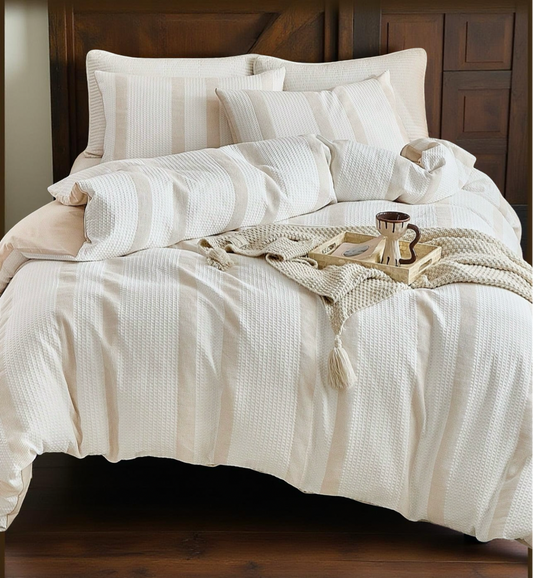 2/3pcs Khaki Waffle Polyester Duvet Cover Set, Stylish Modern Bedding Set For All Seasons, Soft, Breathable, Machine Washable (1 Duvet Cover + 1/2 Pillowcase)