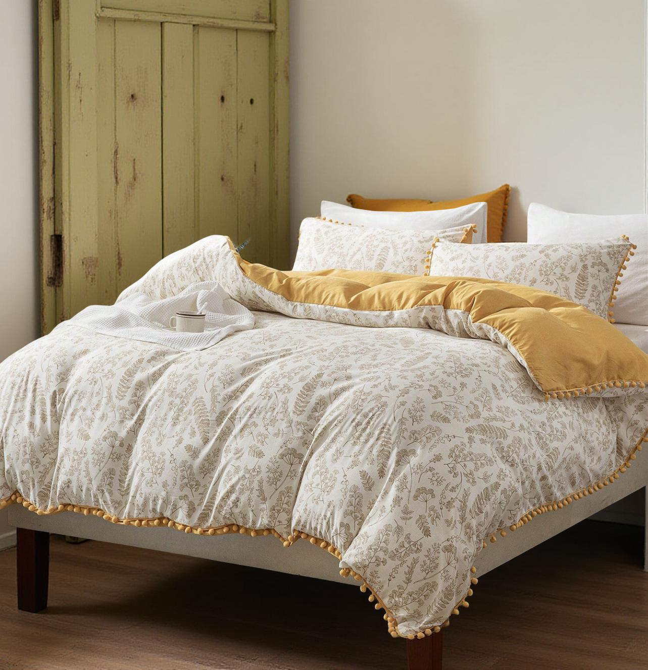 3pcs Rayon & Polyester Bohemian Style Printed Comforter Set (1 Comforter + 2 Pillow Shams, No Fillings), Soft & Skin-Friendly, Suitable For Bedroom, All Seasons
