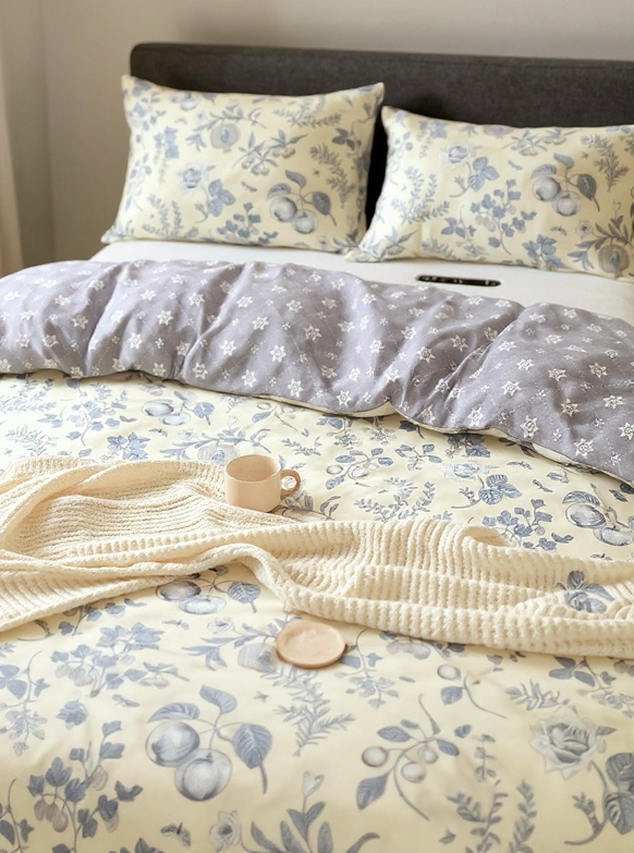3pcs/Set Floral Leaf Pattern Duvet Cover Set(1 Duvet Cover & 2 Pillowcase)Soft And Skin-Friendly Duvet Cover Bedding Set For Home, All Season Bed Sheets Set
