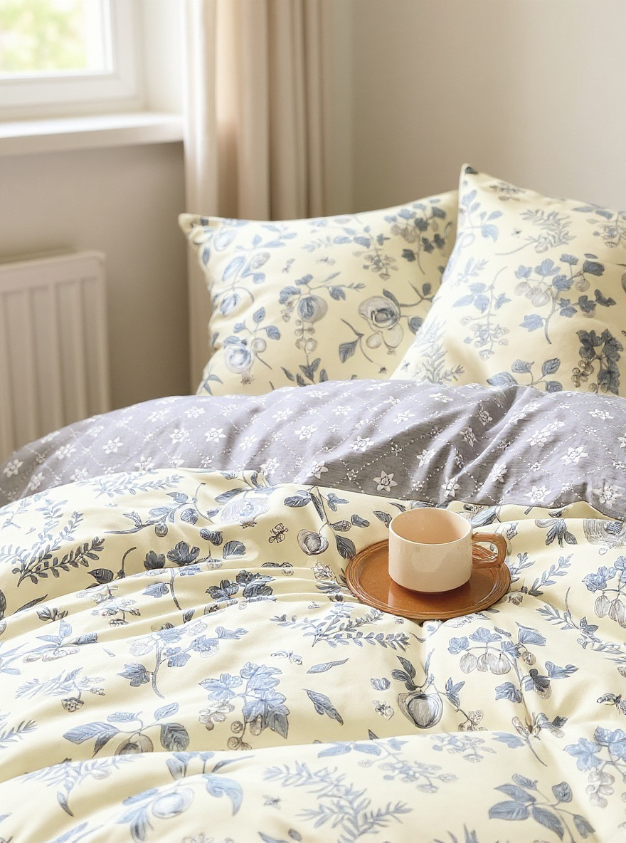 3pcs/Set Floral Leaf Pattern Duvet Cover Set(1 Duvet Cover & 2 Pillowcase)Soft And Skin-Friendly Duvet Cover Bedding Set For Home, All Season Bed Sheets Set