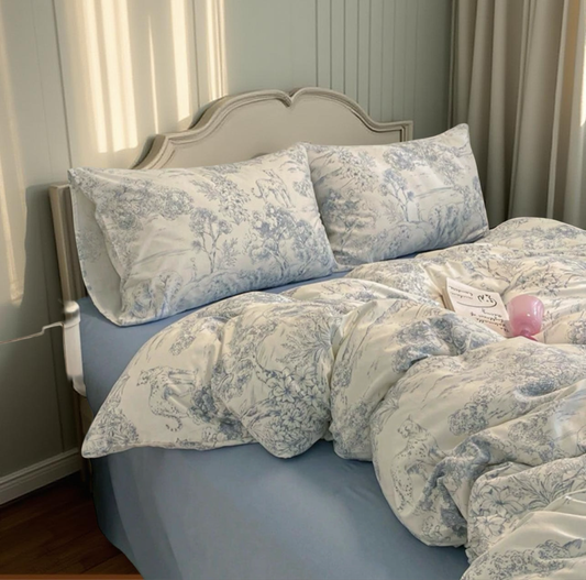 3pcs/Set, Vintage Ditsy Floral Romantic Princess Style Washed Duvet Cover Set (1 Duvet Cover + 2 Pillow Shams), Without Comforter & Pillows