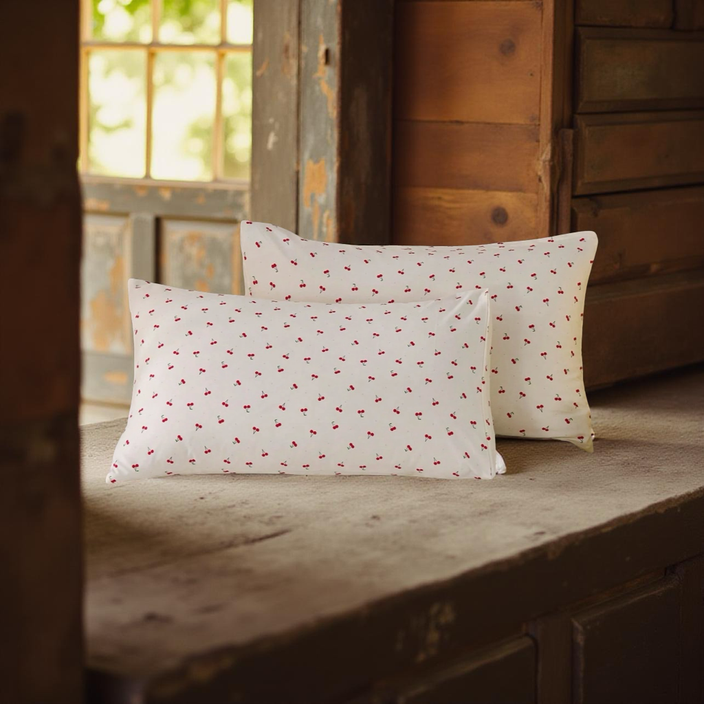 2/3Pcs 100%Cotton Beige Cherry Pattern Print Duvet Cover Set Without Filler Breathable Supersoft All-Season (1pc*Duvet Cover + 1/2pcs*Pillowcase, No Pillow Core), Soft Two Tone Design Bedding Set For Bedroom & Guest Room Valentine's Day Lightweight King Q