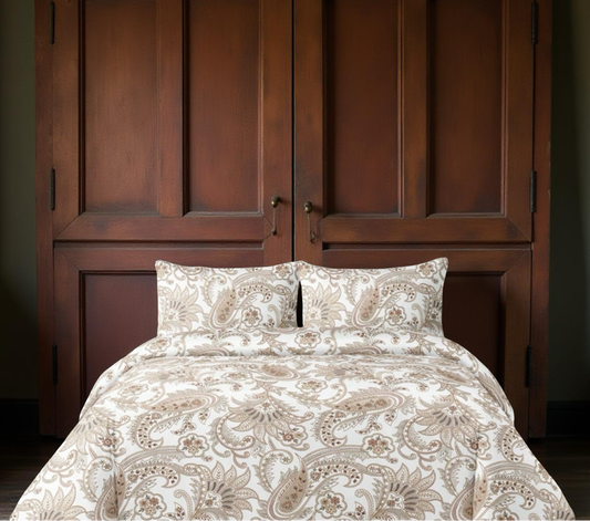 2/3Pcs Set Vintage Paisley Flower Pattern Print Duvet Cover Set Without Filler Breathable Supersoft All-Season (1pc*Duvet Cover + 1/2pcs*Pillowcase, No Pillow Core), Soft Two Tone Design Bedding Set For Ideal For Bedroom, Guest Room, Dormitory, 1pc Duvet