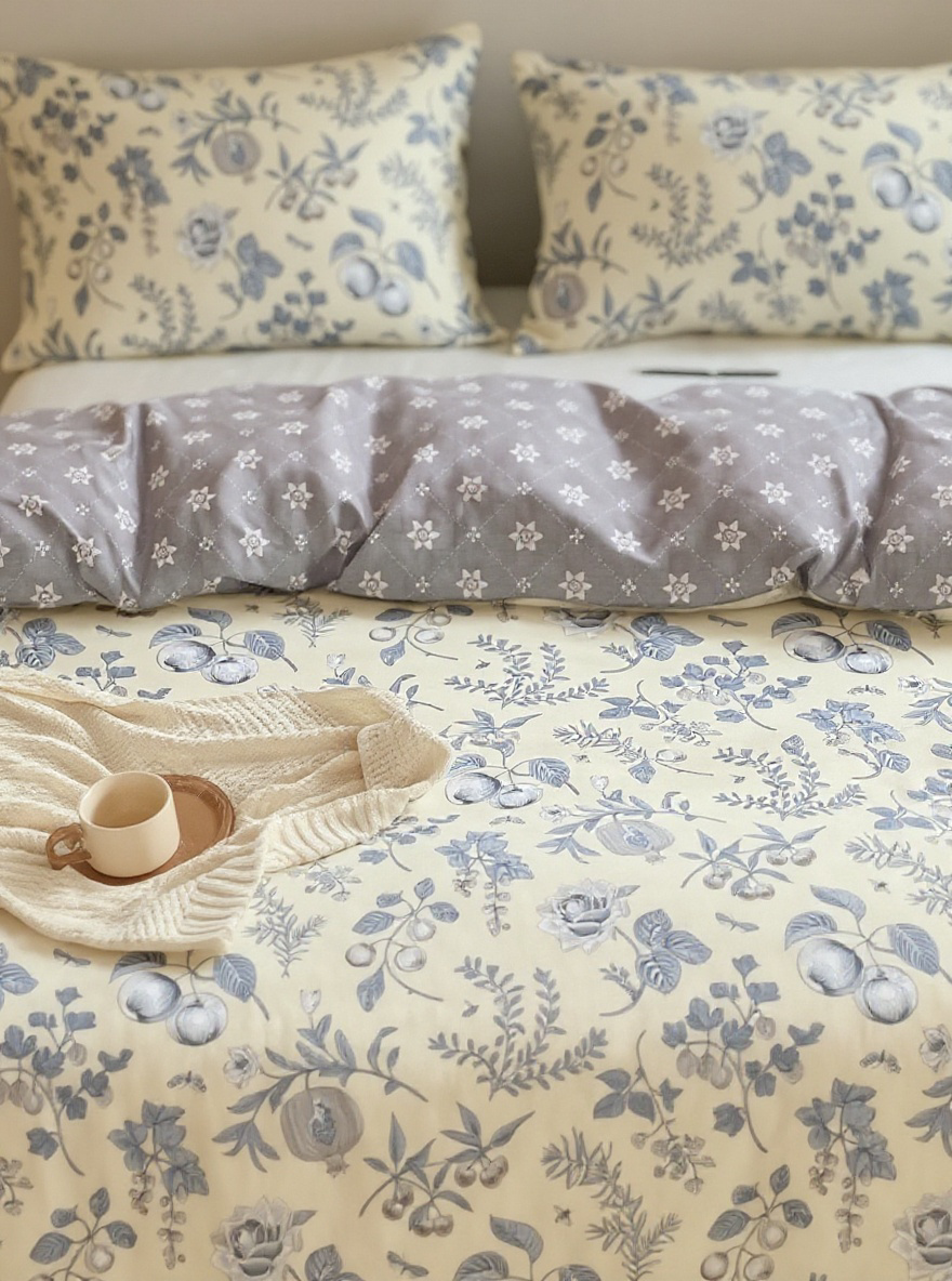 3pcs/Set Floral Leaf Pattern Duvet Cover Set(1 Duvet Cover & 2 Pillowcase)Soft And Skin-Friendly Duvet Cover Bedding Set For Home, All Season Bed Sheets Set
