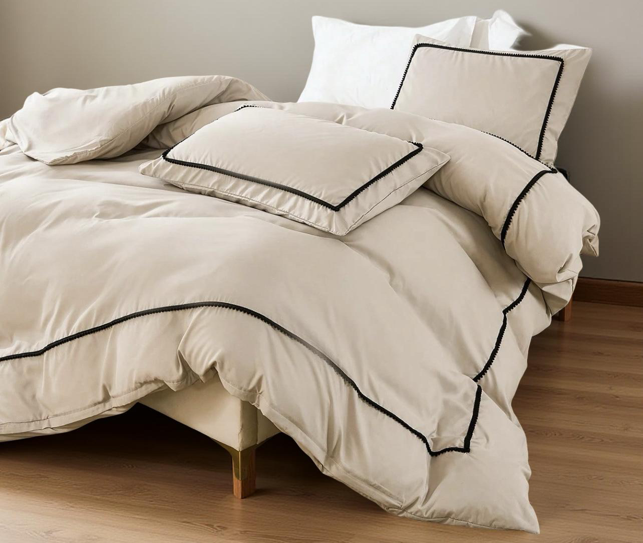 Taupe Bedding Pom Pom Duvet Cover Set Boho Farmhouse Bedding Set Queen,King With Zipper Closure 3 Pieces Mini Pom Pom Decor Taupe Comforter Cover Soft Microfiber Duvet Cover For Boys Girls 1 Duvet Cover 2 Pillowcases No Comforter,