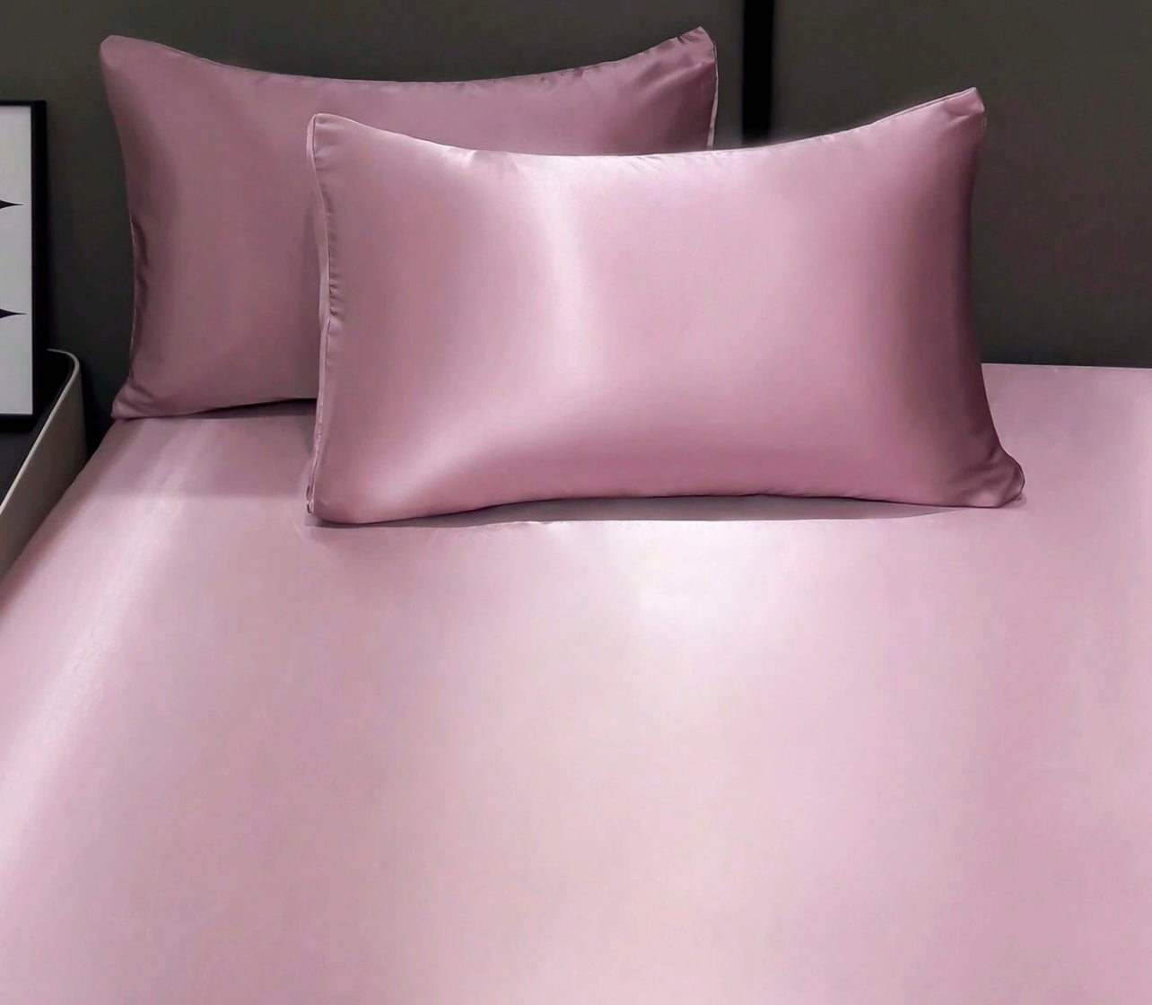 3pcs Premium Dusty Pink Silky Satin Duvet Cover Bedding Set, Soft Breatheable Wrink-Free Better For Sleep, Luxury Hotel Style, Gift For Mom Dad Friend, Quilt Comforter Duvet Cover*1 Pillowcase*2 Domitory Bedding Back School Bedding