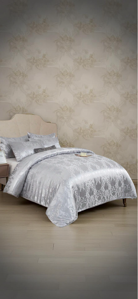1set Jacquard Satin Duvet Cover Set, 3pcs (1 Duvet Cover + 2 Pillowcases), Soft And Comfortable, Suitable For Bedroom And Living Room, Coreless