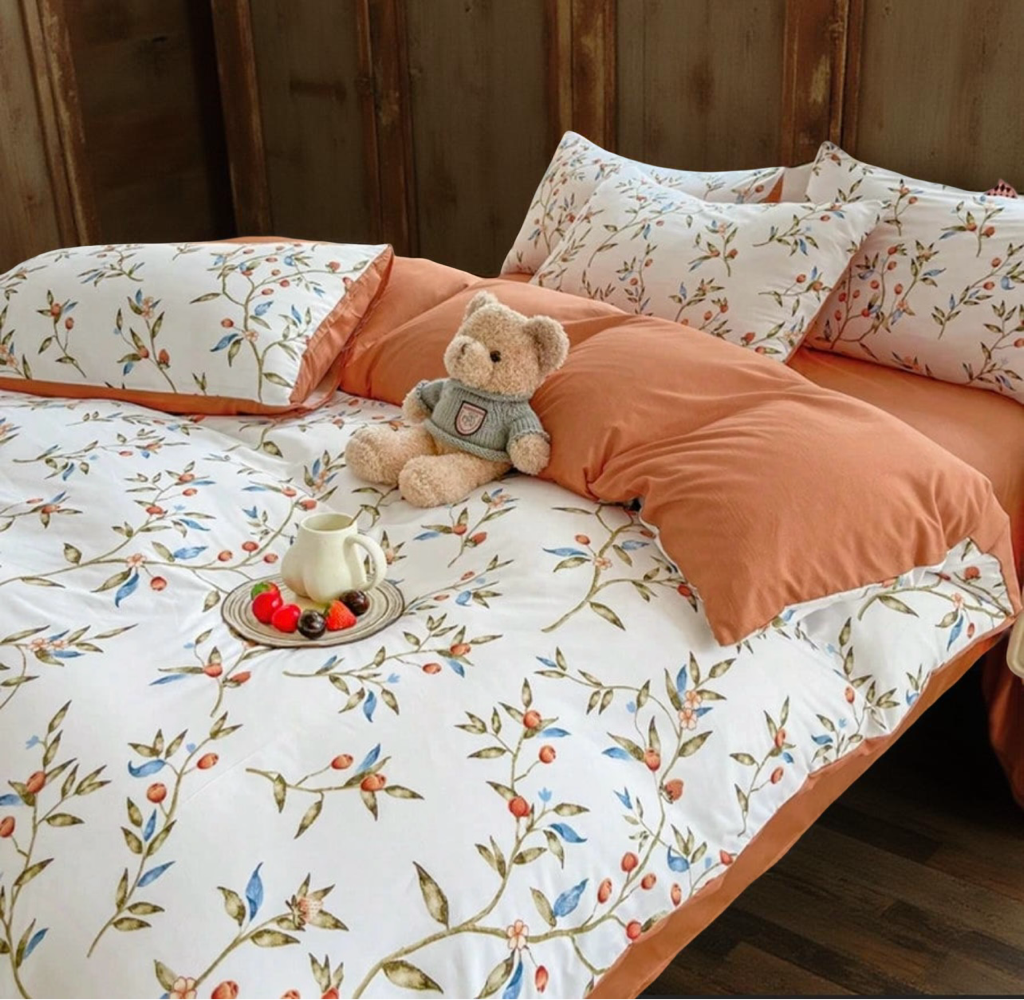 3pcs/set, Brushed Super Soft Pastoral Style Printed Korean Style Breathable Quilt Cover Set (1 Quilt Cover + 2 Pillowcases), Multiple Sizes Available, Without Filler
