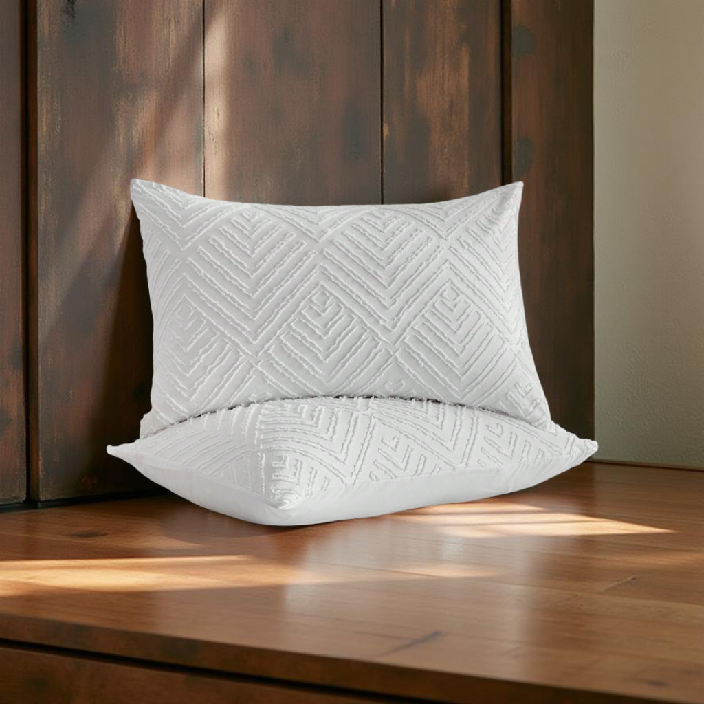 2/3PCS White Stripe Pattern Tufted Textured Polyester Duvet Cover Set, Boho Shabby Chic Bedding Set For All Seasons Use (1 Duvet Cover+ 1/2 Pillowshams), Soft & Breathable, No Filler