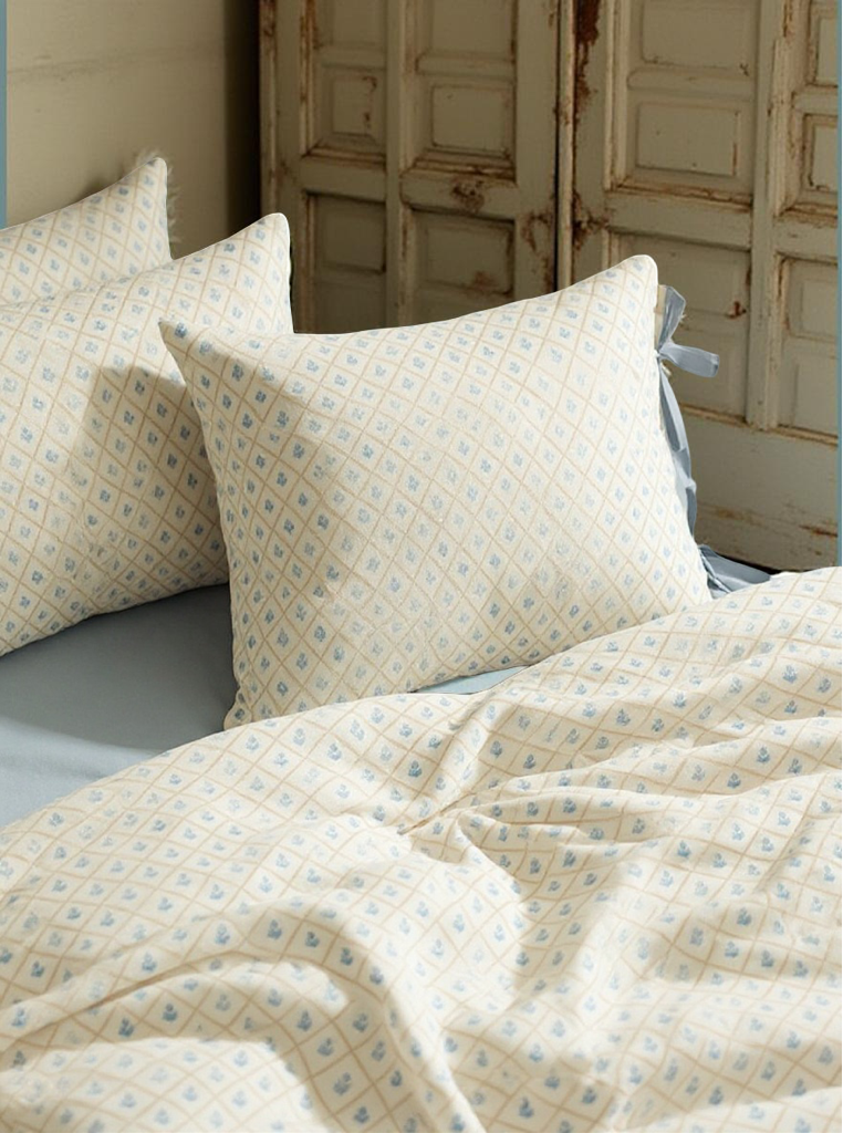 4pcs Natural Floral Printed Bedding Set For Girls' Room, Clean, Fresh, Soft, Four Seasons, Includes Duvet Cover, Bed Sheet, And 2 Pillowcases With Bowknot Decor