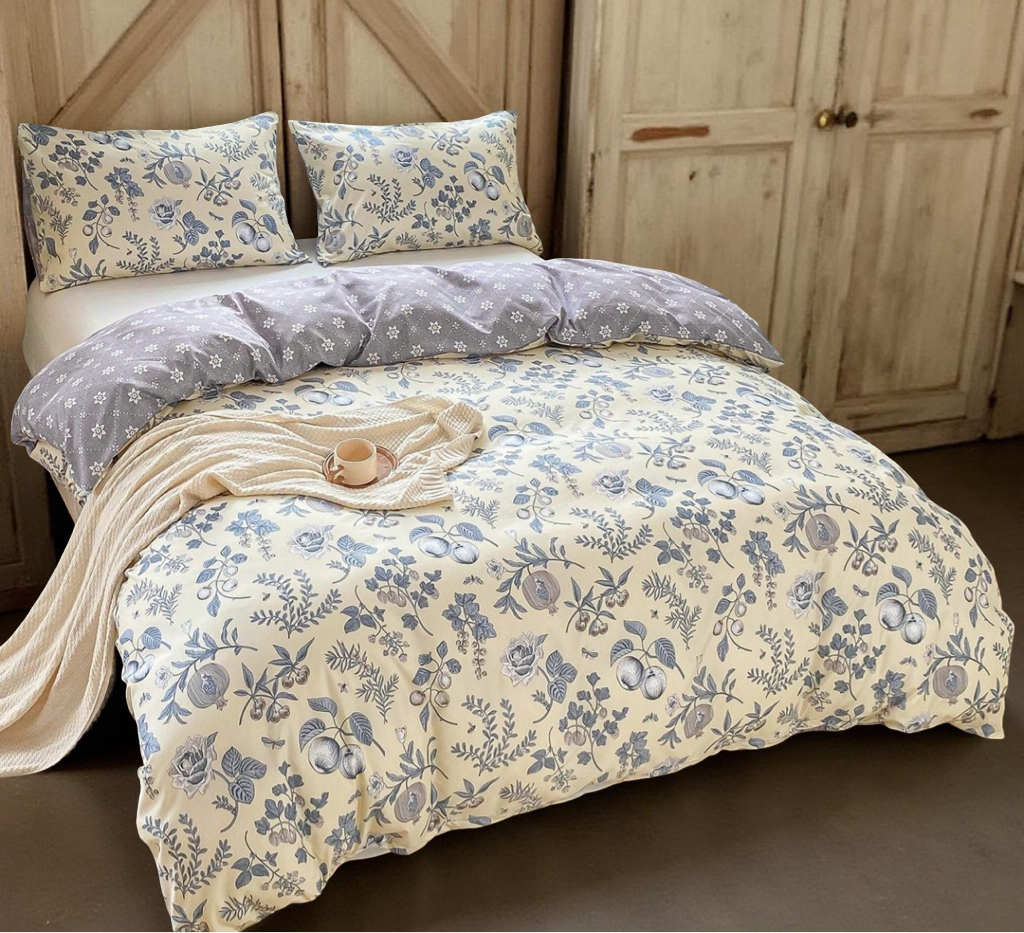 3pcs/Set Floral Leaf Pattern Duvet Cover Set(1 Duvet Cover & 2 Pillowcase)Soft And Skin-Friendly Duvet Cover Bedding Set For Home, All Season Bed Sheets Set
