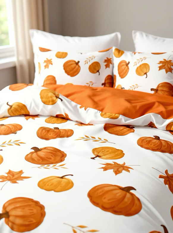 3pcs/Set Halloween Cute Ghost Pumpkin Digital Print Duvet Cover Set(1 Duvet Cover & 2 Pillowcase)Soft And Skin-Friendly Duvet Cover Bedding Set For Home, All Season Bed Sheets Set Halloween Gift