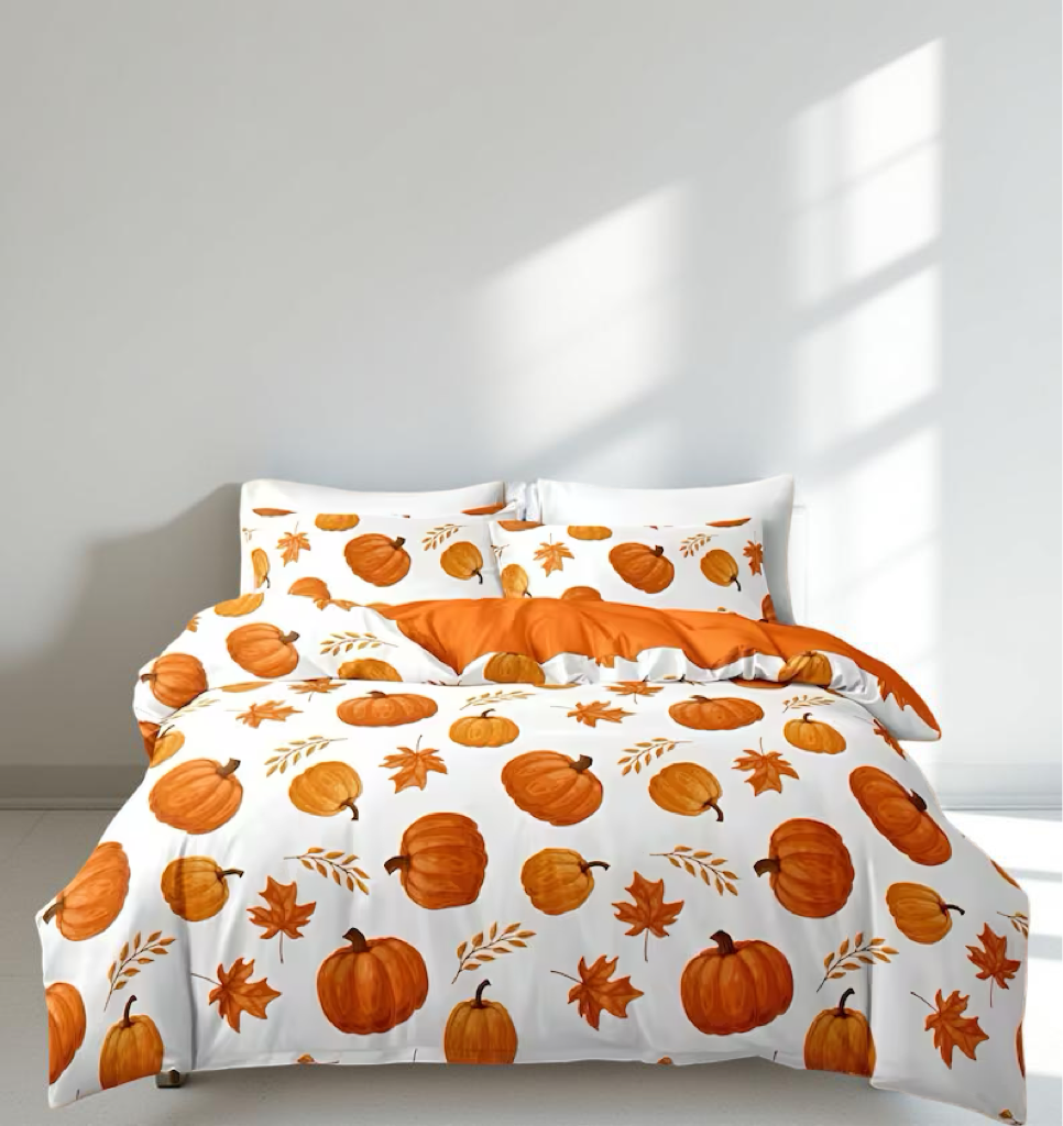 3pcs/Set Halloween Cute Ghost Pumpkin Digital Print Duvet Cover Set(1 Duvet Cover & 2 Pillowcase)Soft And Skin-Friendly Duvet Cover Bedding Set For Home, All Season Bed Sheets Set Halloween Gift