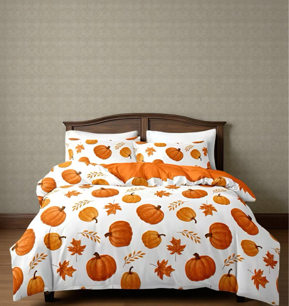 3pcs/Set Halloween Cute Ghost Pumpkin Digital Print Duvet Cover Set(1 Duvet Cover & 2 Pillowcase)Soft And Skin-Friendly Duvet Cover Bedding Set For Home, All Season Bed Sheets Set Halloween Gift