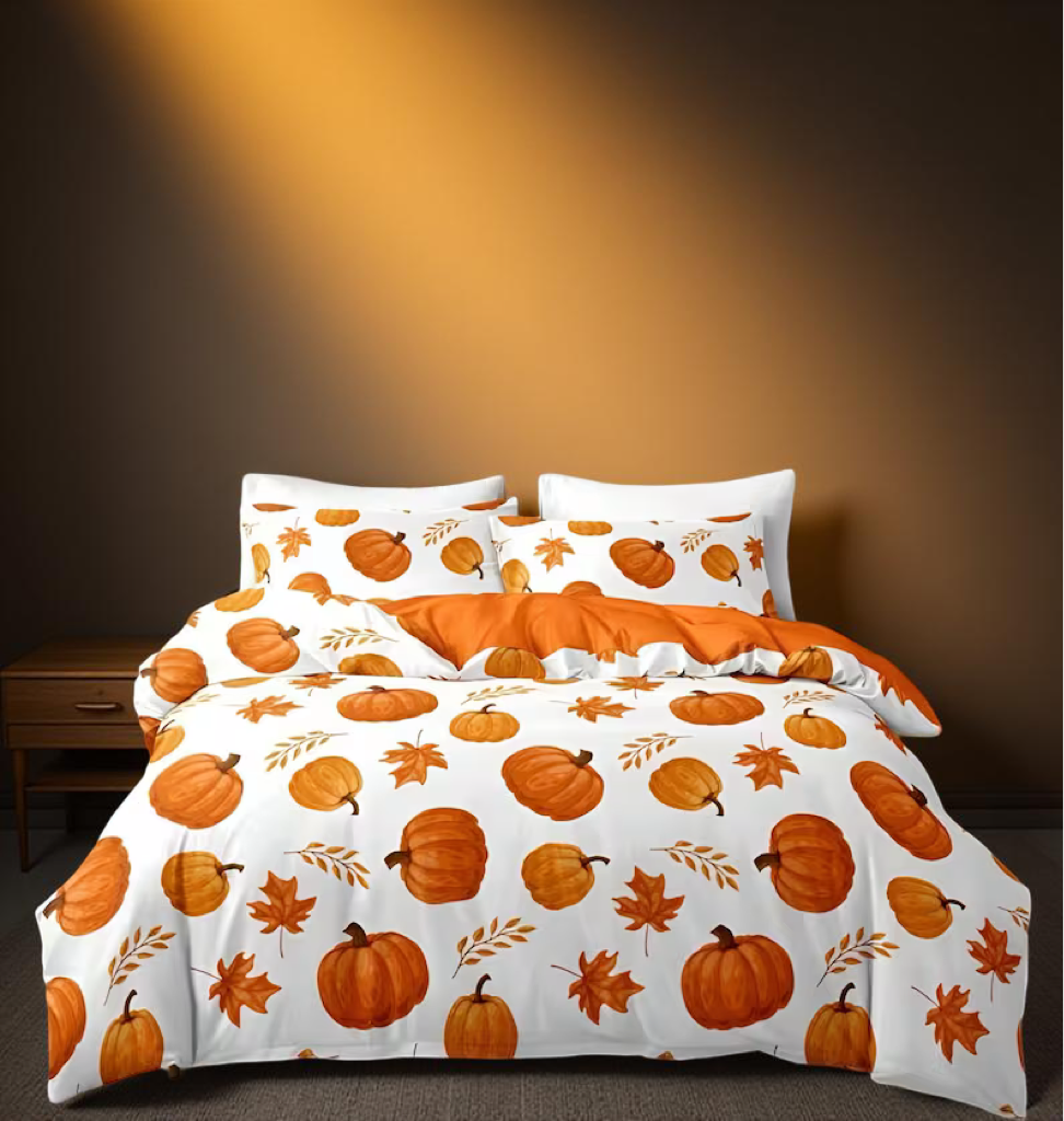 3pcs/Set Halloween Cute Ghost Pumpkin Digital Print Duvet Cover Set(1 Duvet Cover & 2 Pillowcase)Soft And Skin-Friendly Duvet Cover Bedding Set For Home, All Season Bed Sheets Set Halloween Gift