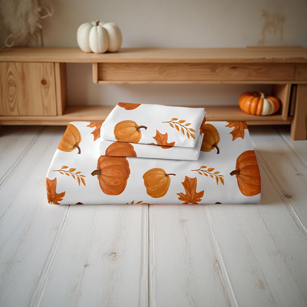 3pcs/Set Halloween Cute Ghost Pumpkin Digital Print Duvet Cover Set(1 Duvet Cover & 2 Pillowcase)Soft And Skin-Friendly Duvet Cover Bedding Set For Home, All Season Bed Sheets Set Halloween Gift