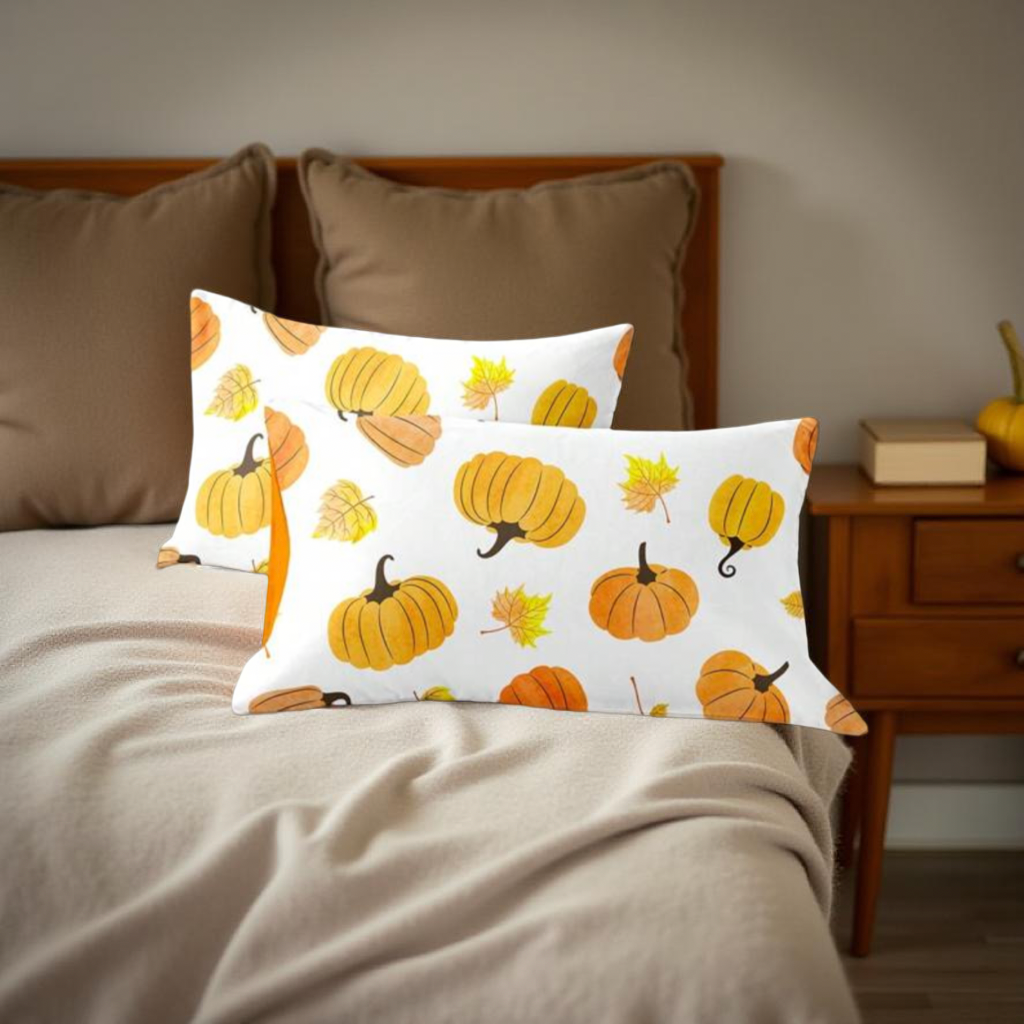 3pcs/Set Halloween Maple Leaves Pumpkin Digital Print Duvet Cover Set(1 Duvet Cover & 2 Pillowcase)Soft And Skin-Friendly Duvet Cover Bedding Set For Home, All Season Bed Sheets Set Halloween Gift
