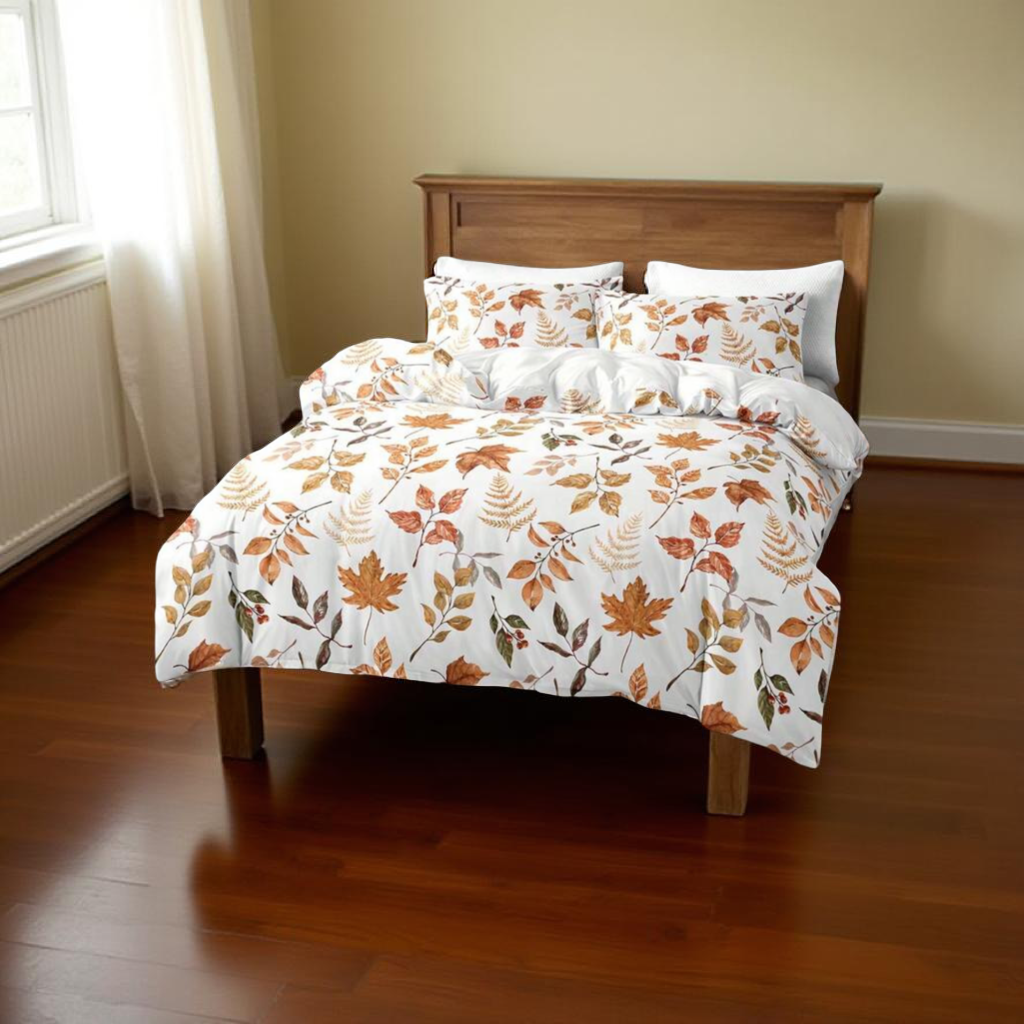 3pcs/Set Halloween Maple Leaves Pumpkin Digital Print Duvet Cover Set(1 Duvet Cover & 2 Pillowcase)Soft And Skin-Friendly Duvet Cover Bedding Set For Home, All Season Bed Sheets Set Halloween Gift